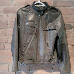 Banana Republic Grey Leather Moto Jacket